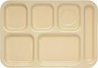 Carlisle FoodService Products Right Hand 6-Compartment Melamine Tray 14.5" x 10" - Tan (Pack of 12)