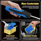 Grill Brush Bristle Free for Outdoor Grill, Steam Grill Cleaning Brush Replaceable BBQ Cleaner Brush Head,Extended Handle, Safe Grill Brush with Scraper for Cast Iron Stainless-Steel Grates,Blue