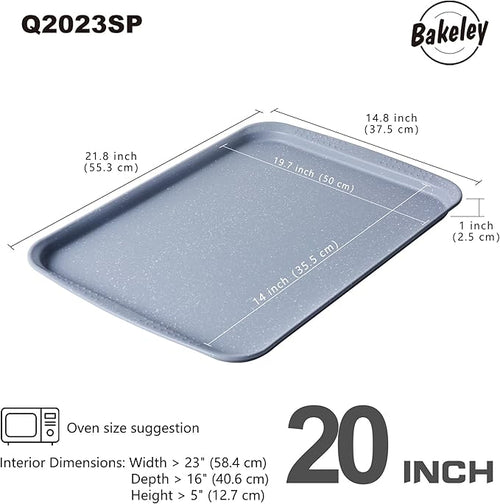 20-Inch Baking Sheet Pan, Professional Non-Stick Three Quarter-Sized Cookie Sheet Carbon Steel Baking Tray for Oven 20" x 14"