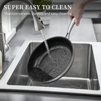 Innerwell Stainless Steel Frying Pan Set, Titanium Ceramic 10” and 12” Non Stick Frying Pan Skillet Set with Lids, No Toxic Nonstick Egg Omelet Cooking Pan Set, Induction Compatible, PFAS&PTFE Free