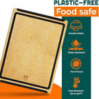 Earth’s Dreams Wood Cutting Board 17x12 Extra Large - Charcuterie Board, Non-Plastic, Non-Toxic, Heavy-Duty, Dishwasher Safe (Tan/Blacks)