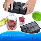 Large Ice Cube Tray for Whiskey, HANCELANT Big Silicone Square Ice Cube Mold with Removable Lid, 2'' Huge Square Ice Cubed Tray for Whisky and Cocktail