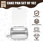 BEWOS 102 PCS 8-Inch Square Cake Pan Set - Includes 100 Baking Parchment Papers, Double Non-Stick Stainless Steel Cake Pans, Baking Pan for Brownie Cakes, Mirror Polished & Dishwasher Safe