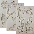 Baroque Style Ornament Curlicues Silicone Molds 3-Count Cherub Birdbath Scrollworks Art Deco Inspired Lace