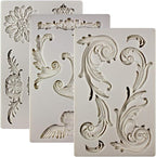 Baroque Style Ornament Curlicues Silicone Molds 3-Count Cherub Birdbath Scrollworks Art Deco Inspired Lace