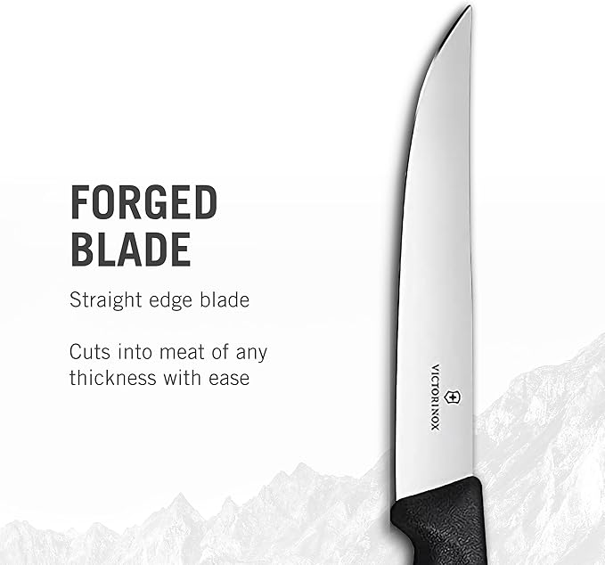 Victorinox Swiss Classic Steak Knives - Kitchen Utensils - Ergonomic, Stainless Steel Meat Knives - Black Handles, Straight Edge, 6-Piece Set