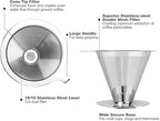 Pour Over Coffee Dripper, Paperless Reusable Coffee Filter, Pour Over Coffee Maker for Single Cup Brew, Double Mesh Design of Stainless Steel Cone Filter for Perfect Extraction (1-4 Cup)