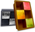 Silicone Ice Cube Trays with Lids,Large Square Ice Cube Molds for Freezer, Whiskey, Cocktail, Stackable Flexible and Reusable & Easy Release BPA Free (2 Pack&Dark Gray and Golden)