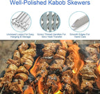 BBQ Shish Kabob Skewers, Kebab Skewers 17.7" Stainless Steel Reusable Flat BBQ Sticks for Meat Chicken Shrimp and Vegetable(8-Pack)