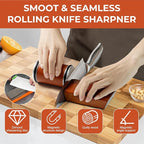rolling knife sharpener, durable diamond grinding head, replacement grinding head, 15 degree and 20 degree sharpening bevel suitable for various kitchen knives
