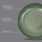 Gibson Elite Beckett 4-Piece 9 Inch Dinner Plate Bowl Set – Reactive Glaze Stoneware – Shallow Serving Pasta Bowls (Blate) – Wide-Rim Round Shape – Microwave & Dishwasher Safe - Green