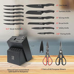 ZHANG XIAO QUAN SINCE 1628 15Pcs Knife Sets with Block, knife sets for kitchen with block High Carbon Stainless Steel Built-in Sharpener(Black)