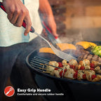 Megamaster Stainless Steel Grill Spatula, BBQ Tool with Red & Black Rubber Handle, Heavy-Duty Grilling Accessory for Outdoor Cooking - 530-0104P