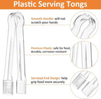 PEASUG 10 PCS Plastic Serving Tongs, Disposable Plastic Tongs, Clear Kitchen Small Serving Utensils for Serving for Party Food Buffet Appetizer Salad Catering Ice, 6.3 Inches