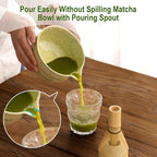 Matcha Whisk Set,Ceramic Matcha Set,with Ceramic Bowl,Bamboo Whisk&Holder,Scoop,Authentic Japanese Matcha,for Matcha Lovers,Gift for Family/Friend(tea green)
