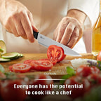 Kitchen Knife Set with Block, 7 Pieces Chef Knife Set with Knives, Scissor, Block for Meat/Vegetables/Fruits Chopping, Slicing, Dicing&Cutting