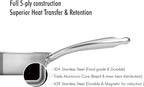 5-ply Stainless Steel Frying Pan 10inch, Full 5-Ply Clad Construction Professional Grade Pan, Brushed Finish, Induction Cooking Pan, Oven Safe, Dishwasher Safe