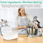 Large Bread Box with Easy-Carrying Handles for Kitchen Countertop, 6.5 Qt Rice Flour Container with Pop Up Lid & Hanging Hooks for Cleaner Use, Airtight Food Storage Bin for Kitchen Organization