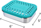 LunchBots Medium Uno Stainless Steel Sandwich Container - Open Design for Wraps - Salads or a Small Meal - Eco-Friendly - Dishwasher Safe and BPA-Free - Aqua Dots