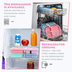 4 Pack Adult Lunch Box Set, Reusable 3-compartment food containers, Microwave and Dishwasher Safe (4 light color)