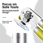 Beneno Heavy Duty Hand Can Opener Manual with Magnet, Durable Sharp Carbon Steel Blade Smooth Cutting, Big Effort-Saving Knob & Soft Grip Handle, Multifunctional Bottle Opener, Lime Green