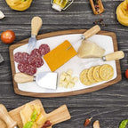 16 Pcs Mini Cheese Knife Set with Oak Handle - Stainless Steel Charcuterie Knife Set Including Cheese Fork, Slicer - Perfect for Charcuterie Boards