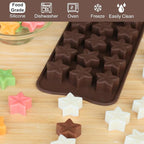 Small Star Chocolate Molds Silicone, Food Grade Silicone Candy Molds for Bite Size Gummy/Jelly/Fruit Snacks, 15 Cavities Mini Star Mold for Soap/Candle/Wax Melt, 2 Pcs