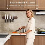 Magnetic Knife Holder for Wall, 16 Inch Wood Knife Strip with Strong Magnetism, Kitchen Accessories Organizer, Housewarming Gifts for New Home, Storage Space Savers for Apartment/Rv/Farmhouse