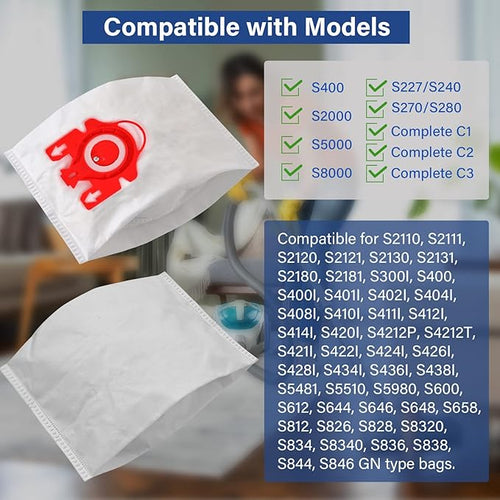 20 Packs 3D Airclean FJM Vacuum Cleaner Bags Replacement for Miele Compact C1 Vacuum Bags,Compact C1,C2,S6000-S6999,S4000-S4999,S700,S500-S578 Vacuum with 6 Motor Protection Filters,6 AirClean Filter