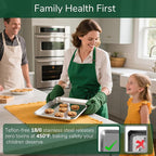 18/0 Stainless Steel Baking Sheet with Cooling Rack, 12.4 Inch Oven-Safe Non-Toxic Cookie Sheets for Baking, Coating Free & Rust Resistant for Healthy Family Baking, Easy to Clean, Heavy Duty