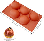 Extra Large 5-Cavity Semi Sphere Silicone Mold, 3 Packs Half Sphere Silicone Baking Molds for Making Chocolate, Cake, Jelly, Dome Mousse