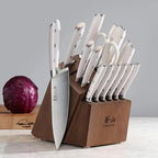 Cangshan Alps Series German Steel Forged 17-Piece Knife Block Set, Acacia (White)