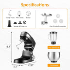 Sunvivi 3-in-1 Multifuctional Stand Mixer: 400W Kitchen Electric Mixer, Tilt-Head, 6.5QT Dough Mixer Machine with Stainless Steel Bowl, Meat Grinder, Juice Blender – Ideal for Baking, Cooking