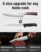 PAUDIN Chef Knife - 9 Inch Sharp Kitchen Knife with Sheath, High Carbon Stainless Steel Japanese cooking knives with Ergonomic Handle, Premium Gift Box