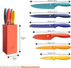 MasterChef Knife Block Set of 6 Kitchen Knives, Extra Sharp Stainless Steel Blades for Professional Cutting with Non Stick Coating & Soft Touch Easy Grip Handles in a Red Universal Block, Vivid Color