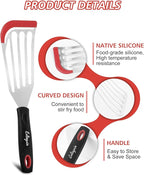 LX Fish Spatula Heat Resistant SiliconeTurner Spatula for Nonstick Cookware, Silicone Thin Flipper Slotted Spatulas - Ideal for Grilling, omelette making, Pancake