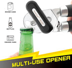 [Upgraded] PrinChef Can Opener Manual with Magnet, Reinforced Gear and Blade, Smooth Edge Can Openers for Seniors with Arthritis, Comfortable Grip Handheld Can Cutter Bottle Opener with Magnet, Black