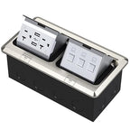 KYHSHJ Dual Pop-Up Floor Electrical Outlet Box Kit，20 Amp Stainless Steel USB TR Receptacle Outlet，3-Port RJ45 Datacom Receptacle，Waterproof Gasket with IP44 Waterproof Rating, Stainless Steel Color