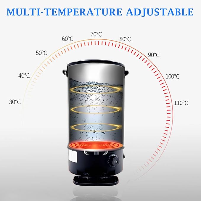 Commercial Electric Kettle Warmer Stainless Steel Hot Water Dispenser Hot Water Boiler And Warmer with Faucet Quick-Temp or Boil for Tea Coffee 1500W 8.8 Liter Capacity