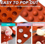 2-Pack 15-Cavity Silicone Baking Molds | Non-Stick Semi Sphere Molds for Jelly, Chocolate & Cake | BPA-Free Food Grade (Round/Half Sphere) by ENBRWAS