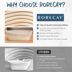 Rorecay Banneton Bread Proofing Baskets Set of 2, 10 Inch Oval Cane Sourdough Bread Rising Basket Bowls with Sourdough Bread Lame Dough Scraper Basting Brush for Sour Dough Proofing Fermentation