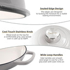Davivy 5.5QT Enameled Cast Iron Dutch Oven, 10" Round Bread Dutch Oven, Sourdough Bread Baking Pan, Enameled Cast Iron Bread Oven, with Silicone Oven Mitts - Light Grey