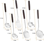 FJNATINH Cooking Utensils Set with Wood Handle, 6 PCS Wok Utensils Tools - Wok Accessories Cookware Set