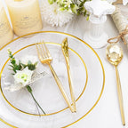 LIYH 360 Pcs Heavyduty Gold Plastic Silverware Set - Elegant Gold Silverware Disposable Utensils Set for Weddings, Parties & Events - Includes Forks, Spoons, Knives, Cutlery Tableware