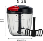 Ourokhome Manual Food Processor Vegetable Chopper, Portable Hand Pull String Garlic Mincer Onion Cutter for Veggies, Ginger, Fruits, Nuts, Herbs, etc., 900ml, Black