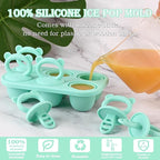 Sakolla Baby Popsicle Molds Mini 6-Cavity Silicone Ice Pop Mold with Sticks Breastmilk Popsicle Molds for Teething Relief Toddler Popsicle Mold for Ice Cream Frozen Yogurt and Fruit Juice (Green)