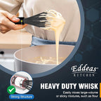 Silicone Whisk - Non Scratch Whisks for Cooking, 500°F Heat Resistant Siliocne Wisk tool, Heavy Duty Kitchen Whisks, for Blending, Beating, set of 4 (5+7+9+11 inch) Black