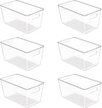 Vtopmart 6 PCS Clear Plastic Storage Bins, Pantry Organizer Containers with Handle for Refrigerator, Fridge, Cabinet, Kitchen, Countertops, Cupboard, Home Organization and Storage, XL