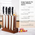 ENOKING Magnetic Knife Block with Acrylic Shield, Double Side Kitchen Knife Holder without Knives- Acacia Wood Universal Knife Storage Organizer with Powerful Magnet for Kitchen Counter