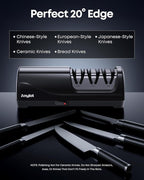 Electric Knife Sharpener for Kitchen Knives, 3-Stage Professional Knife Sharpening System with 100% Diamond Abrasives, 20° Precision Knife Sharpening Angle Guide, afilador de cuchillos electrico